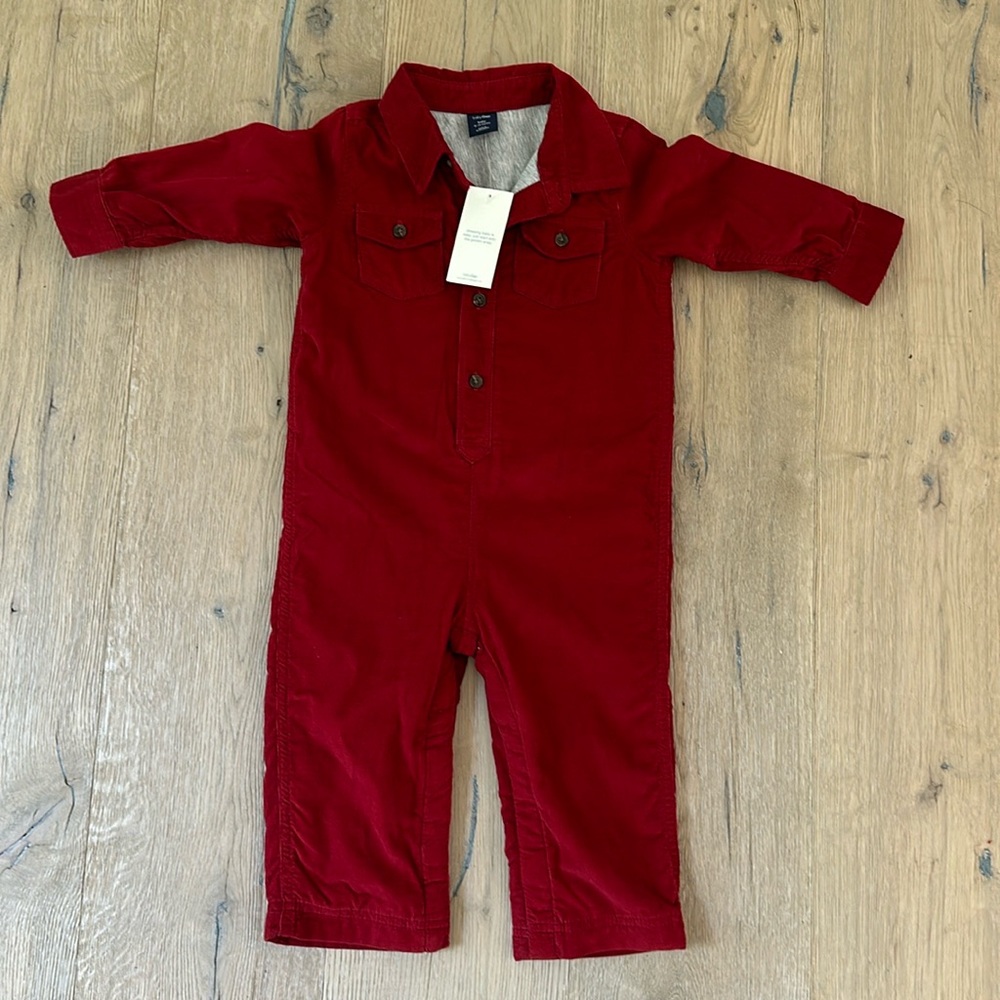 NWT BABY RED CORDUROY ONESIE 18-24 MONTHS